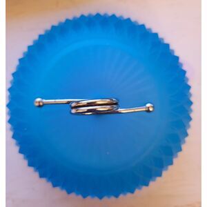 VTG Blue Teal Frosted Diamond Pt.Candy Bonbon Trinket Dish Lid MCM Indiana Glass